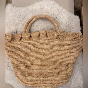 Loeffler Randall Cyrus Raffia Ruffle Tote
